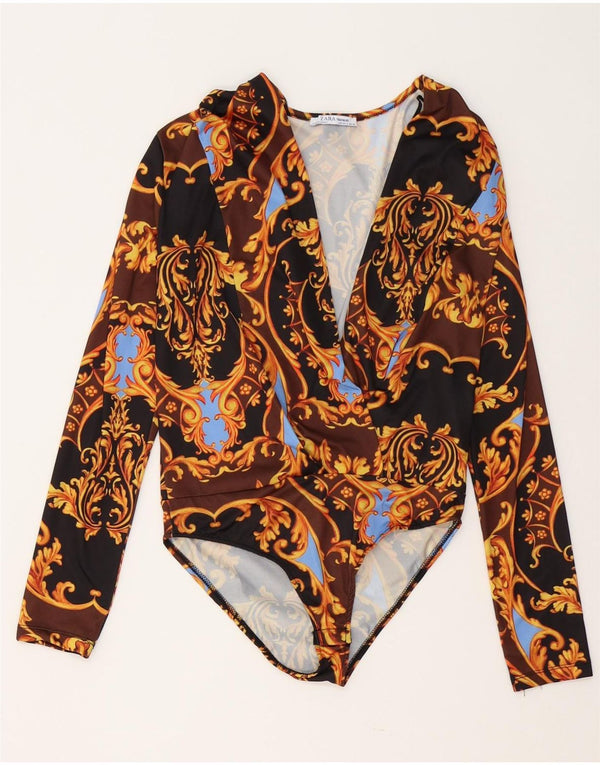 Macacão feminino Zara Trafaluc manga comprida Reino Unido 10 pequeno paisley multicolorido