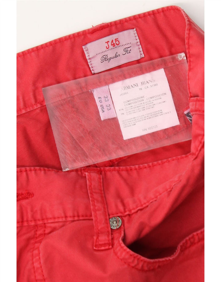 Armani masculino regular fit jeans reto W33 L29 algodão vermelho