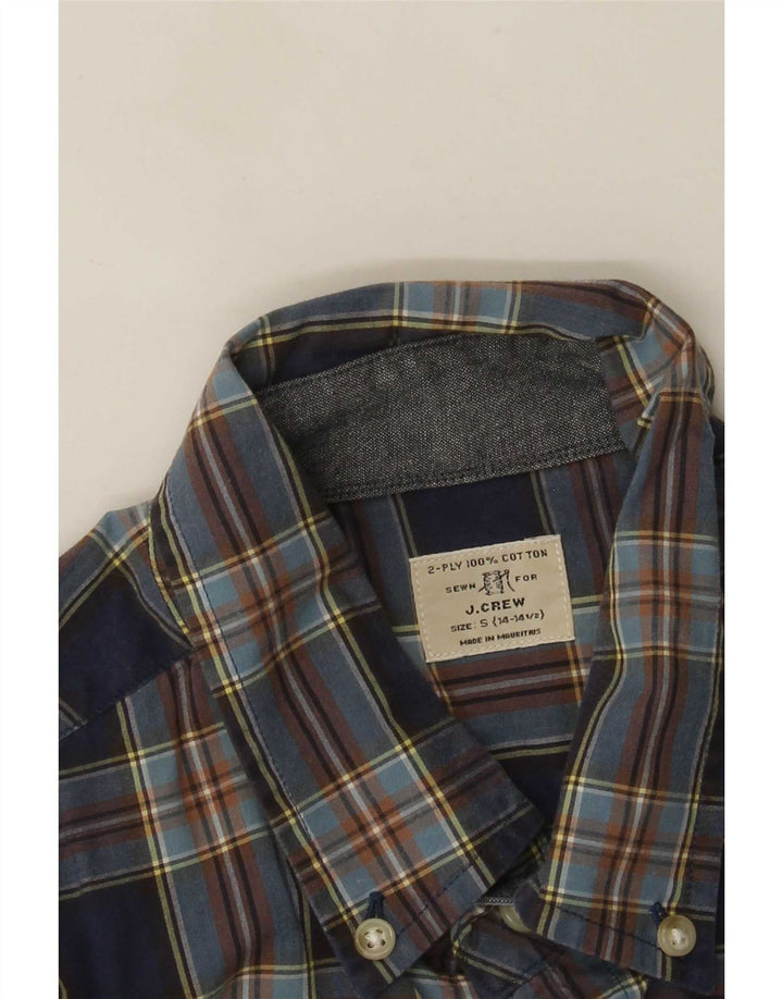 Camisa masculina J. Crew tamanho 14 1/2 algodão xadrez azul pequeno
