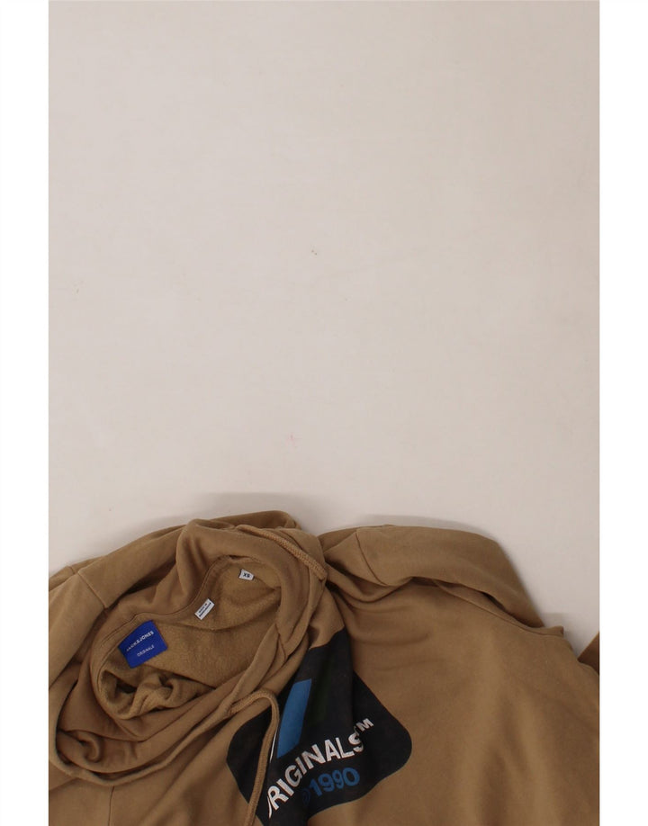 JACK & JONES Mens Graphic Hoodie Jumper XS Beige Cotton Vintage Jack & Jones and Second-Hand Jack & Jones from Messina Hembry 