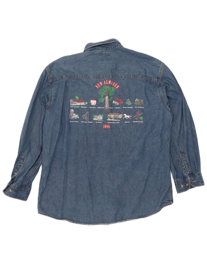 Lee Camisa jeans masculina gráfica grande algodão azul