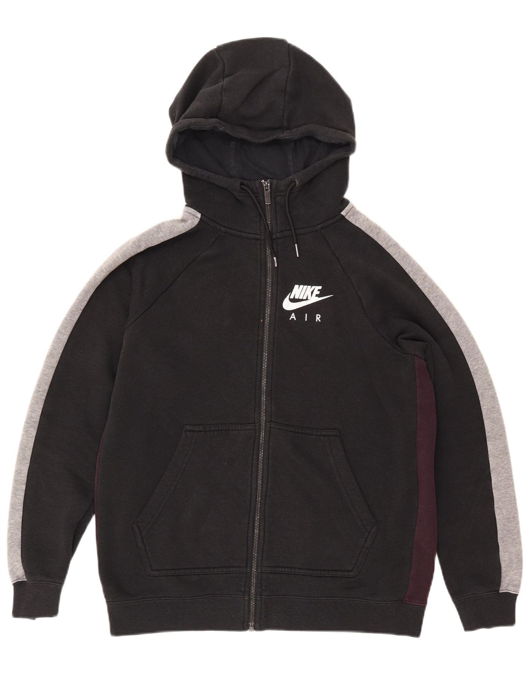 Suéter feminino Nike com capuz e zíper UK 14 médio preto colorblock algodão