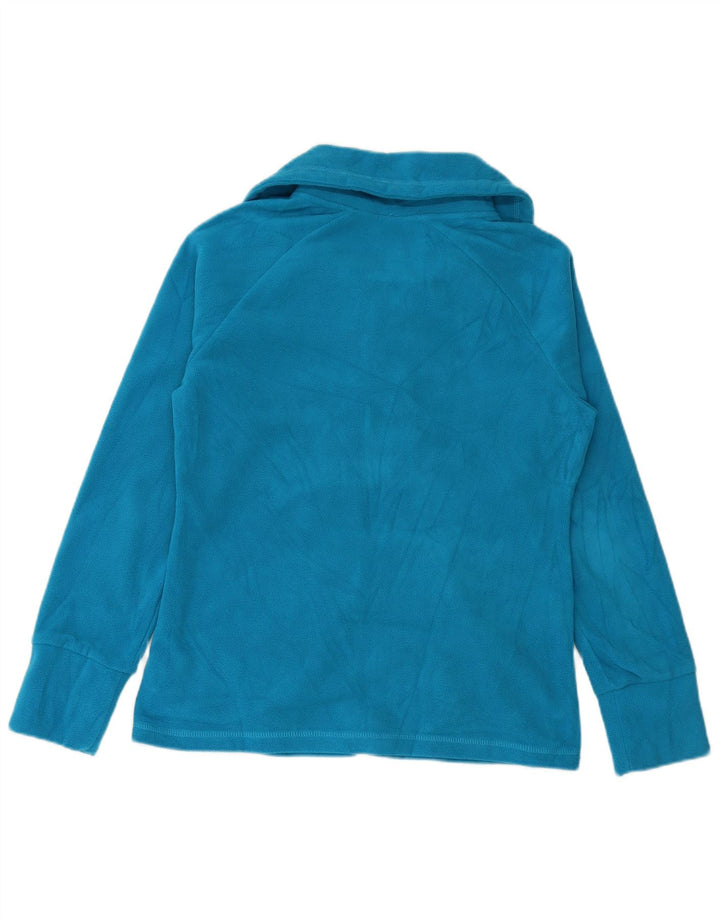 CALVIN KLEIN Womens Graphic Fleece Jacket UK 14 Medium Blue Polyester