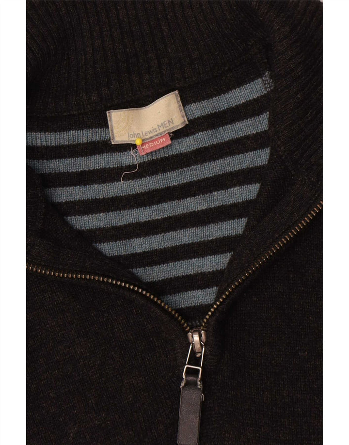 Suéter masculino John Lewis com zíper e gola média cinza manchado