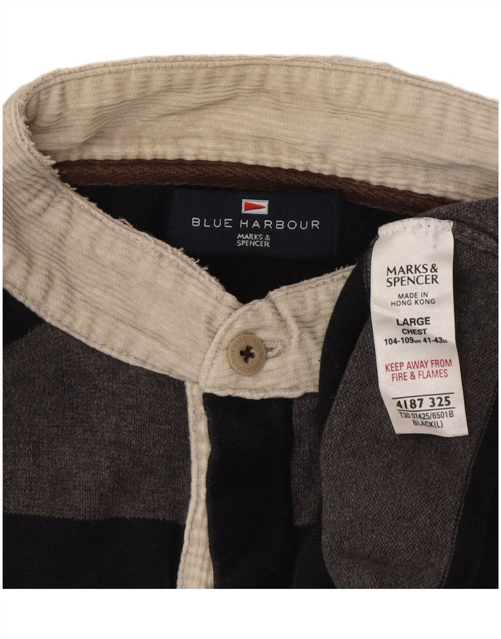 Suéter masculino Marks & Spencer Blue Harbour com gola polo grande cinza