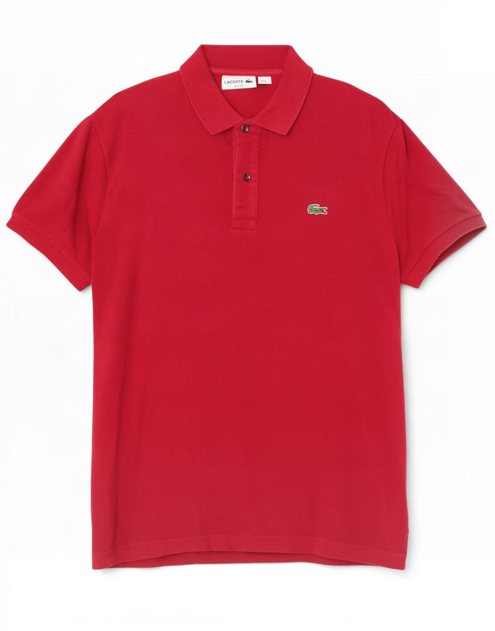 Camisa polo masculina Lacoste Slim Fit tamanho 4 médio algodão vermelho