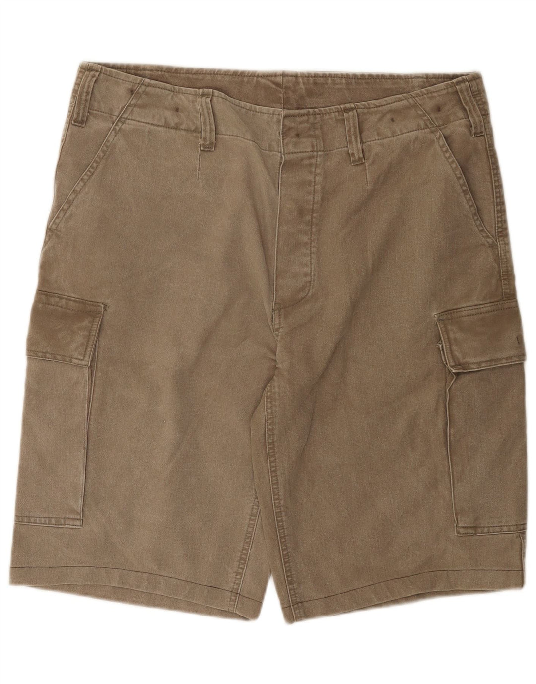 Shorts cargo masculino vintage W36 grande algodão cáqui