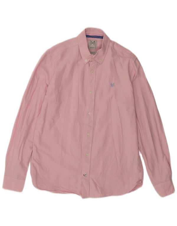 Crew Clothing Camisa masculina sob medida de algodão rosa médio