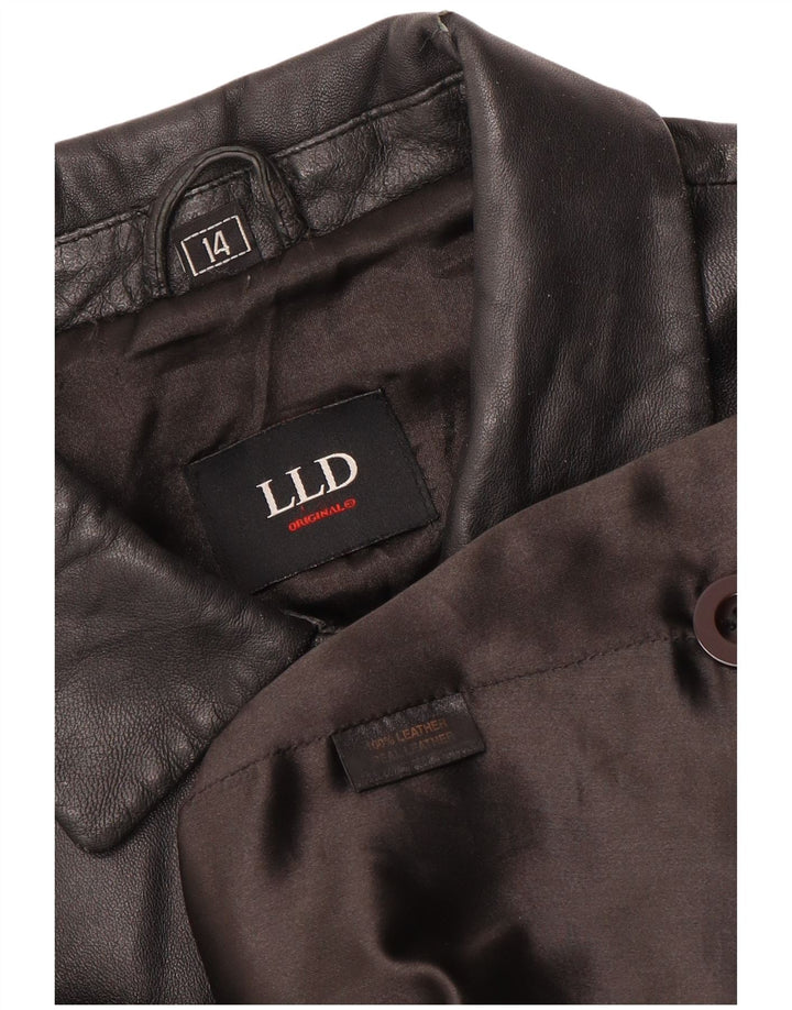 Jaqueta de couro feminina LLD Reino Unido 14 grande couro preto