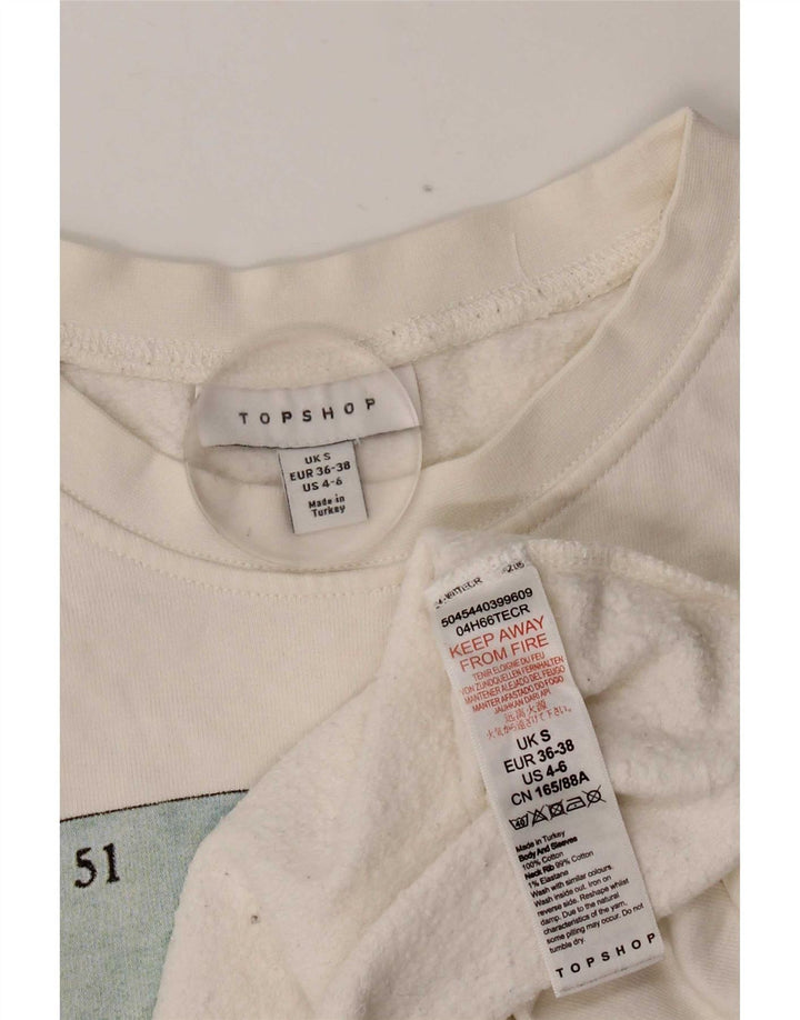 Topshop moletom feminino cropped superdimensionado Reino Unido 10 algodão branco pequeno