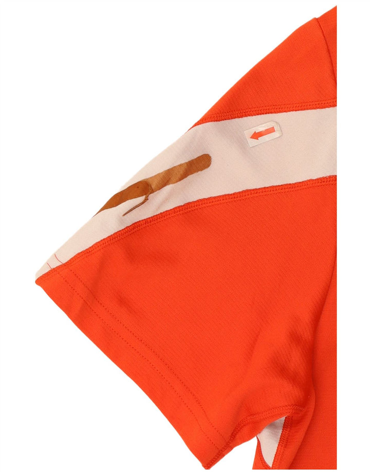 Camiseta masculina New Balance Top médio laranja colorblock poliéster