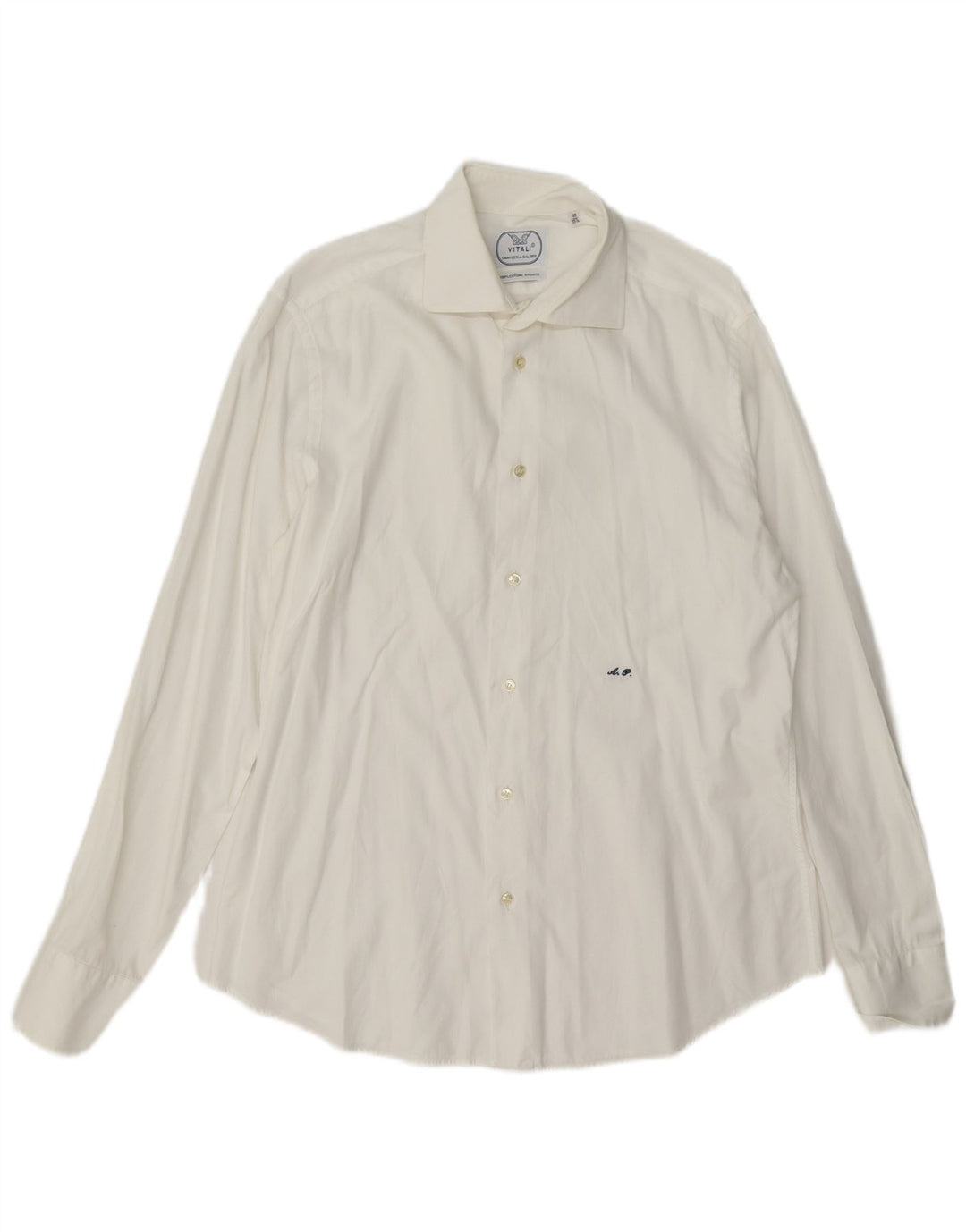 Camisa masculina Vitali tamanho 40 15 3/4 algodão branco médio