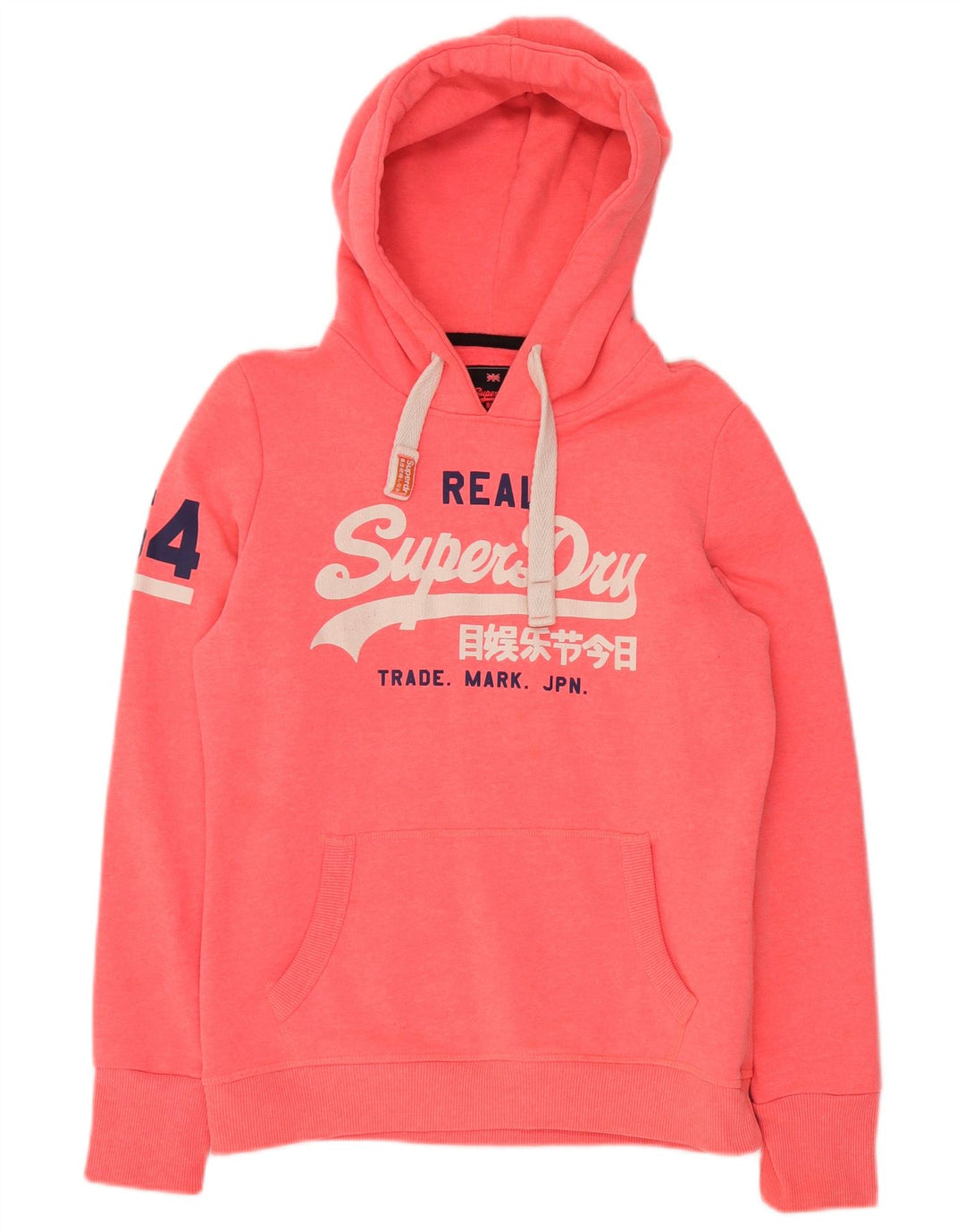 Suéter feminino com capuz gráfico SUPERDRY Reino Unido 16 grande algodão rosa