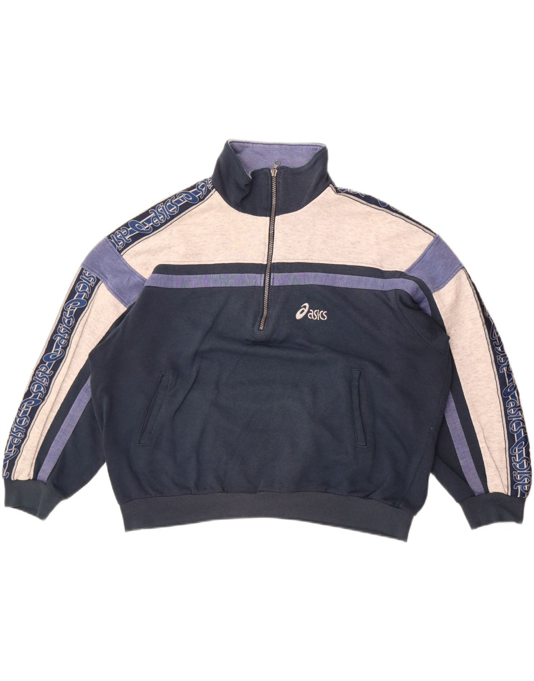 Asics feminino oversized gráfico moletom jumper UK 14 grande azul marinho