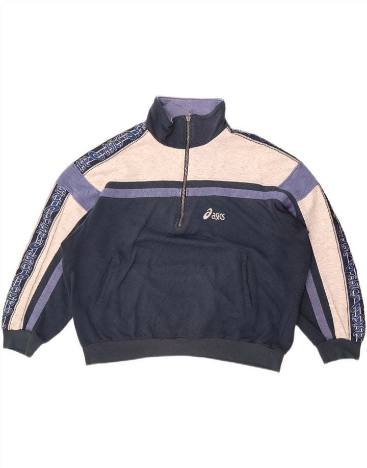 Asics feminino oversized gráfico moletom jumper UK 14 grande azul marinho