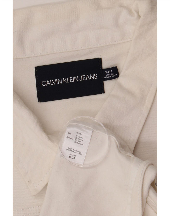 Jaqueta jeans feminina Calvin Klein Jeans UK 18 XL algodão branco