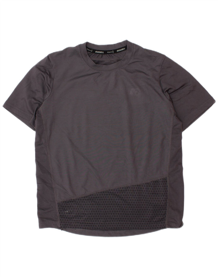 Camiseta Russell Athletic Boys Dri-Power 7-8 anos poliéster cinza médio