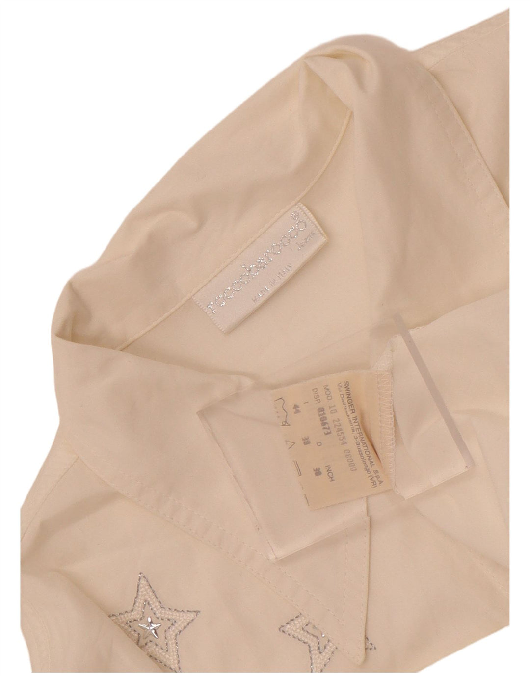 Camisa gráfica feminina Roccobarocco IT 44 algodão geométrico branco médio