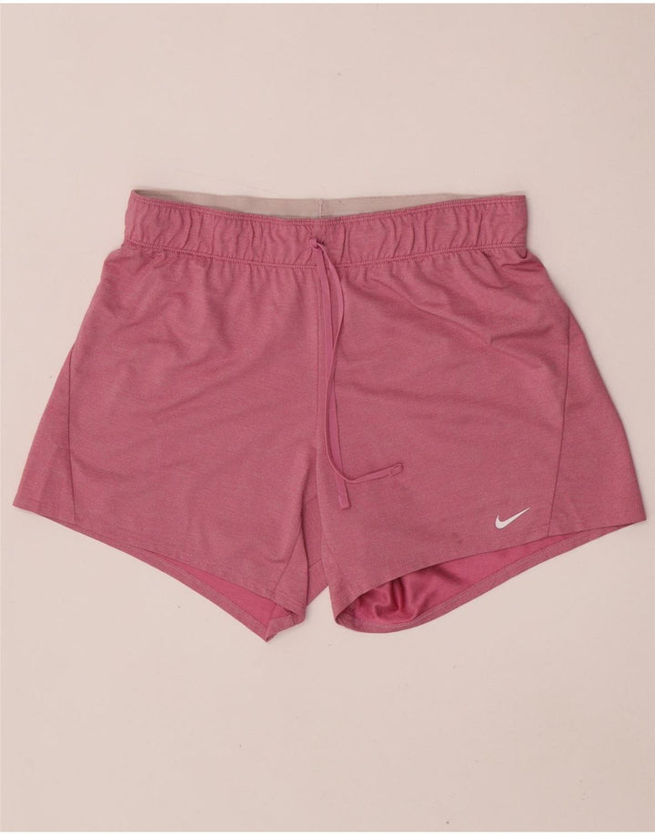 Shorts esportivos femininos Nike Dri Fit UK 14 poliéster rosa médio