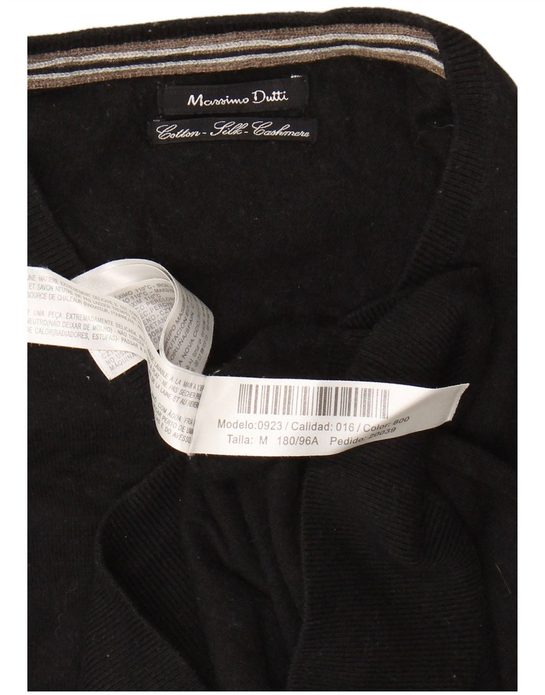 Suéter feminino MASSIMO DUTTI com decote em V Reino Unido 14 algodão preto médio