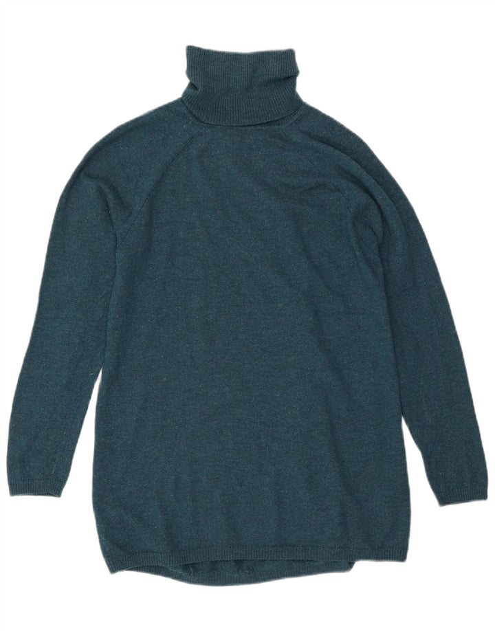 Suéter feminino Fat Face com gola redonda Reino Unido 10 lã azul pequena