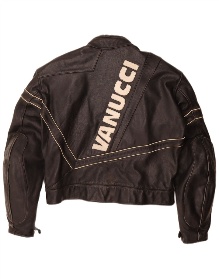 Jaqueta masculina de couro gráfico Vanucci IT 58 3XL preta