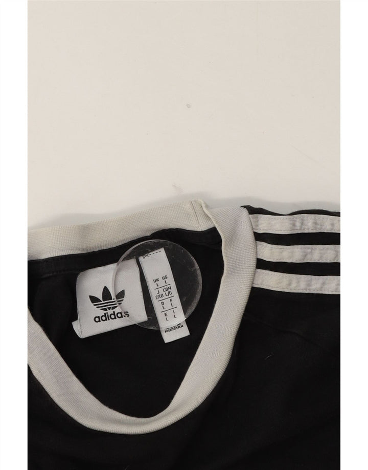 Adidas Mens Top Manga Longa Grande Algodão Colorblock Preto