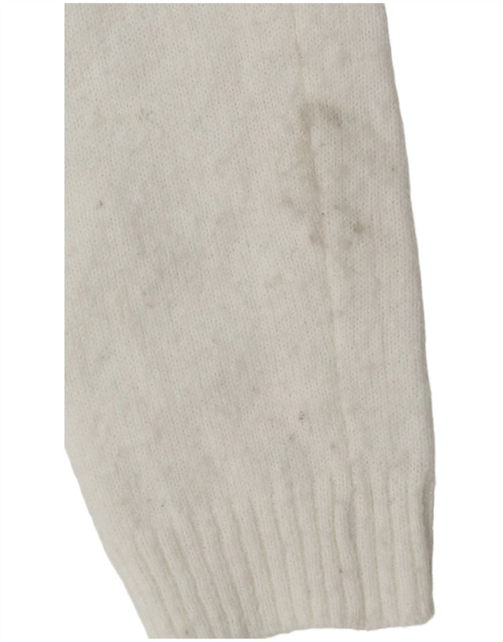 Zara Womens Crop Cardigan Sweater UK 12 Médio Poliéster Branco