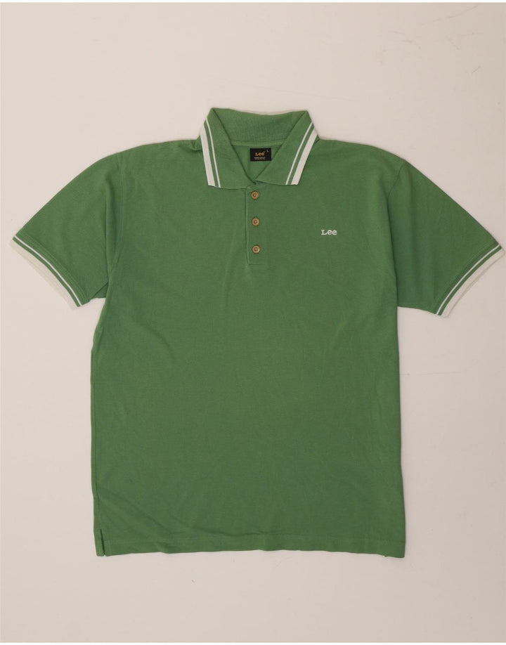 Camisa polo masculina Lee grande algodão listrado verde