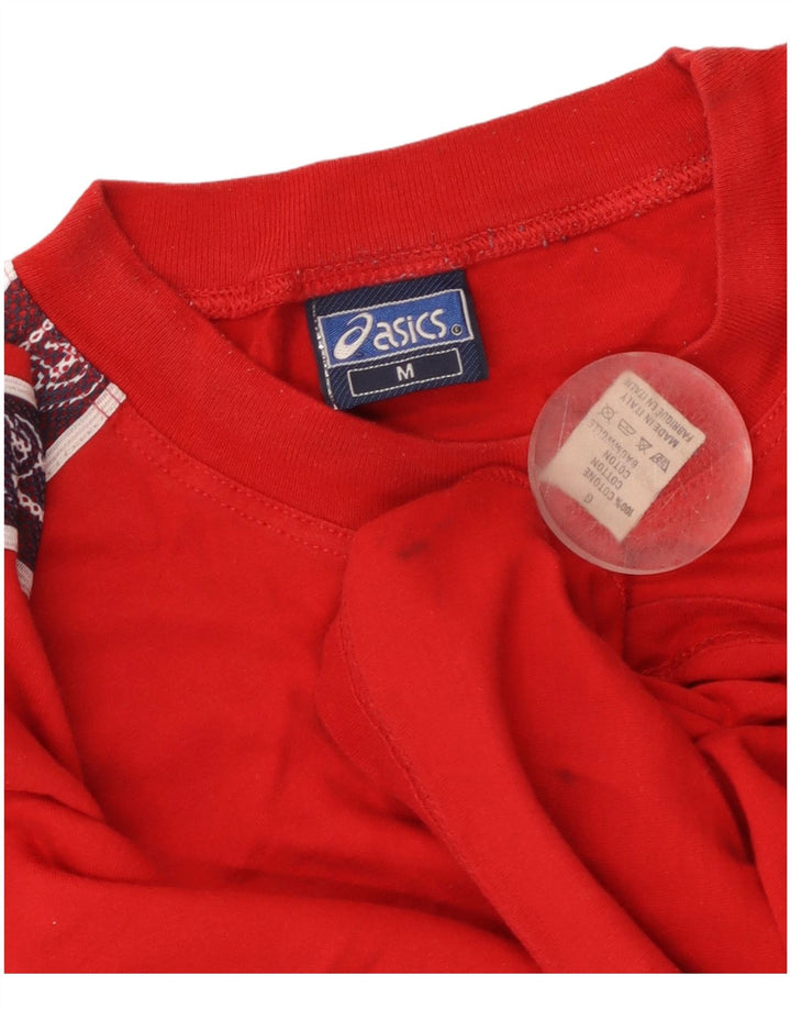 Camiseta gráfica masculina ASICS Top médio vermelho algodão colorblock