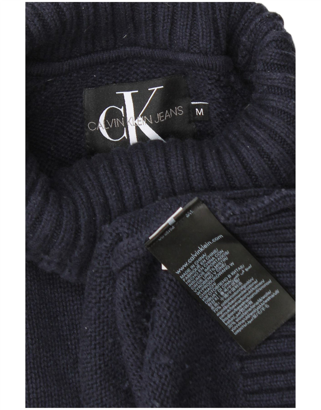 Suéter masculino Calvin Klein Jeans com gola redonda, algodão azul marinho médio