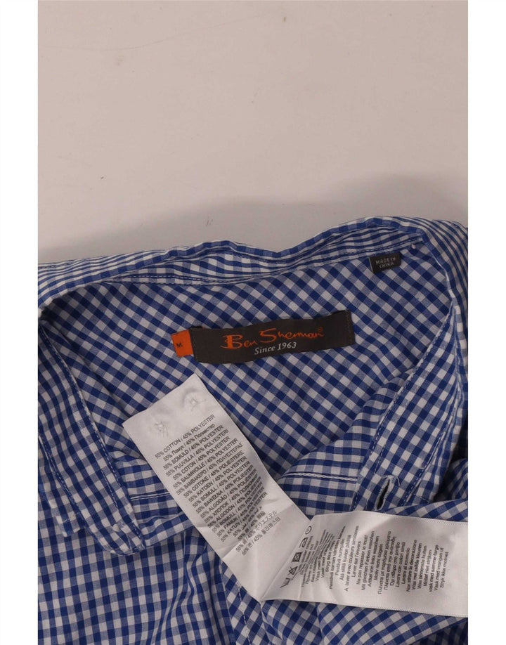 Camisa masculina Ben Sherman de algodão guingão azul médio