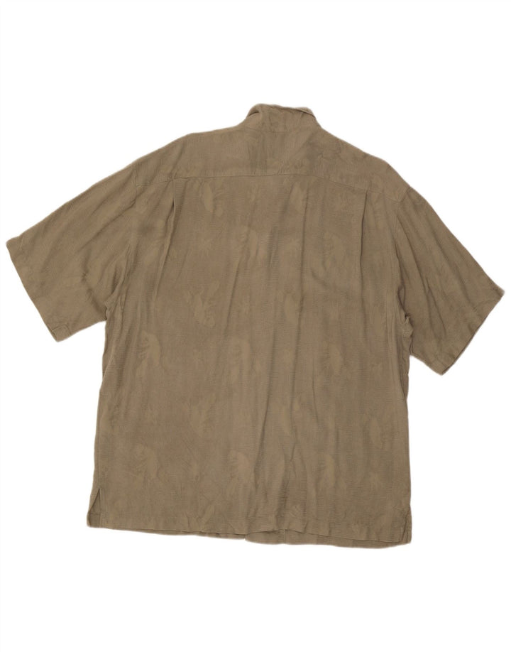 Camisa masculina Tommy Hilfiger com estampa abstrata de manga curta XL cáqui seda