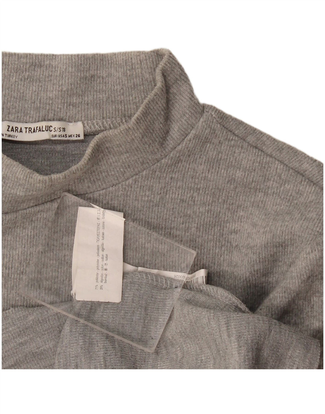 Zara Womens Crop T-Shirt Top UK 10 Pequeno Poliéster Cinza