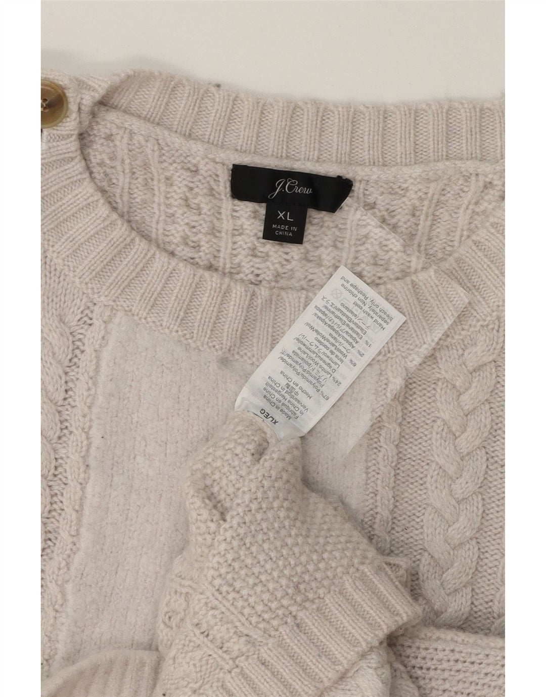 J. CREW Womens Oversized Crop Crew Neck Jumper Sweater UK 18 XL Off White Vintage J. Crew and Second-Hand J. Crew from Messina Hembry 