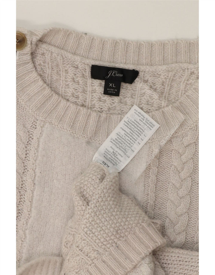 J. CREW Womens Oversized Crop Crew Neck Jumper Sweater UK 18 XL Off White Vintage J. Crew and Second-Hand J. Crew from Messina Hembry 