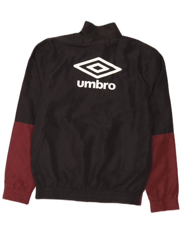 Jaqueta masculina de agasalho gráfico da Umbro, pequena, marrom, colorblock, poliéster