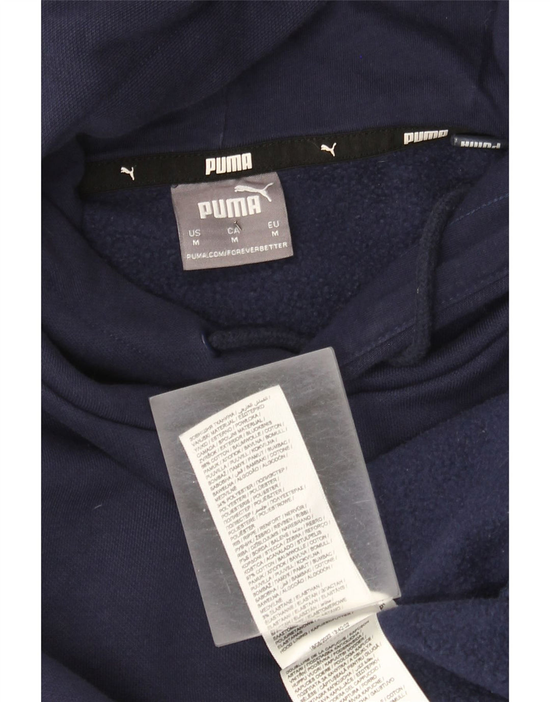 Puma masculino gráfico moletom com capuz médio algodão azul marinho