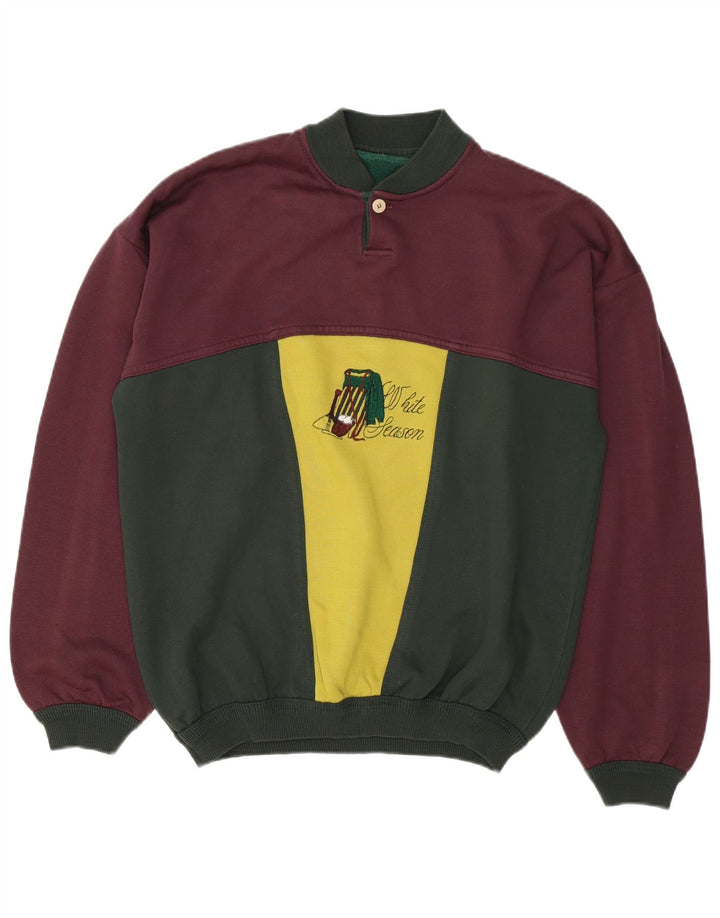 Moletom gráfico masculino vintage Jumper grande bloco colorido multicolorido