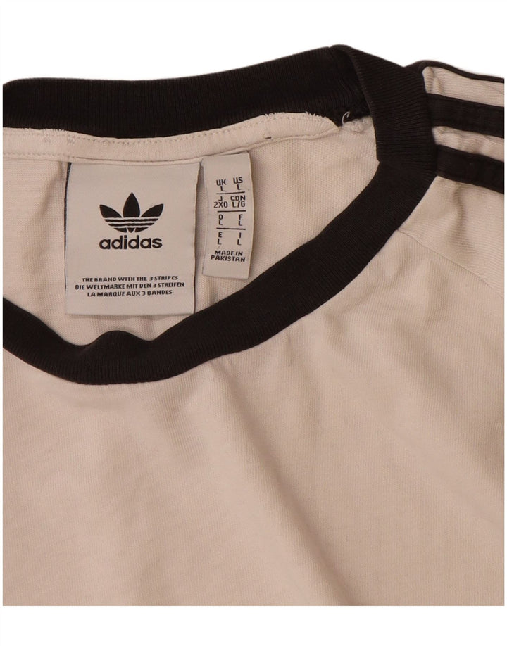 Adidas Mens Camiseta Top Grande Algodão Branco