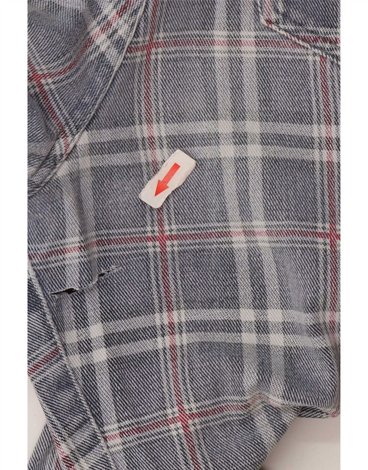 Jeans cônicos femininos Extreme W26 L29 algodão xadrez azul