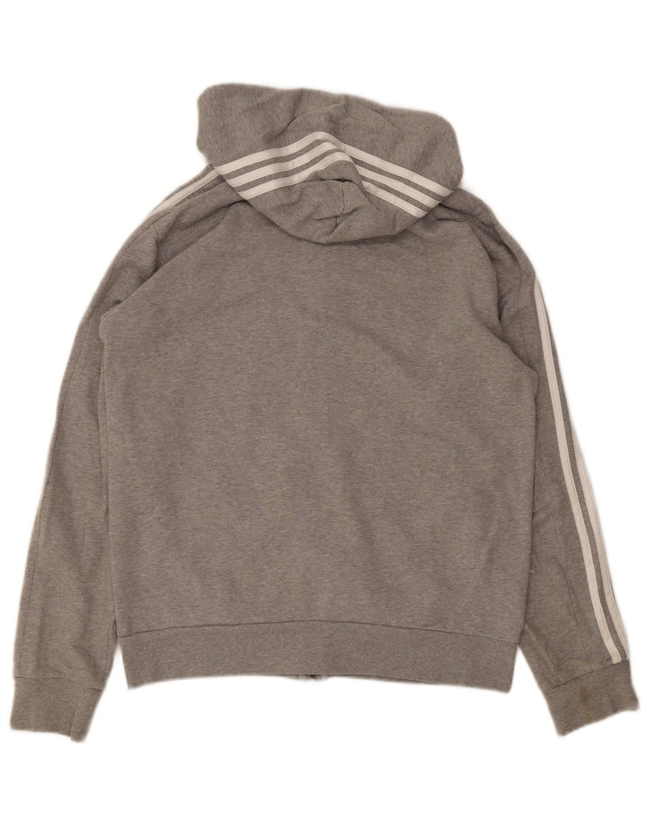 Adidas masculino regular fit zip moletom com capuz médio algodão cinza