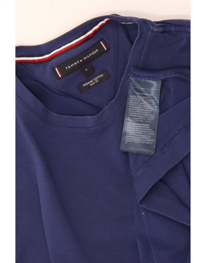 Tommy Hilfiger Mens Slim Fit Top Manga Longa Pequeno Algodão Azul