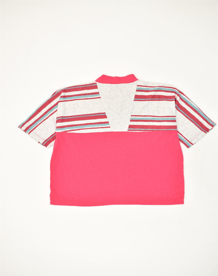 KRONOS Womens Short Sleeve Zip Neck Sweatshirt Jumper UK 16 Large Pink | Vintage Kronos | Thrift | Second-Hand Kronos | Used Clothing | Messina Hembry 
