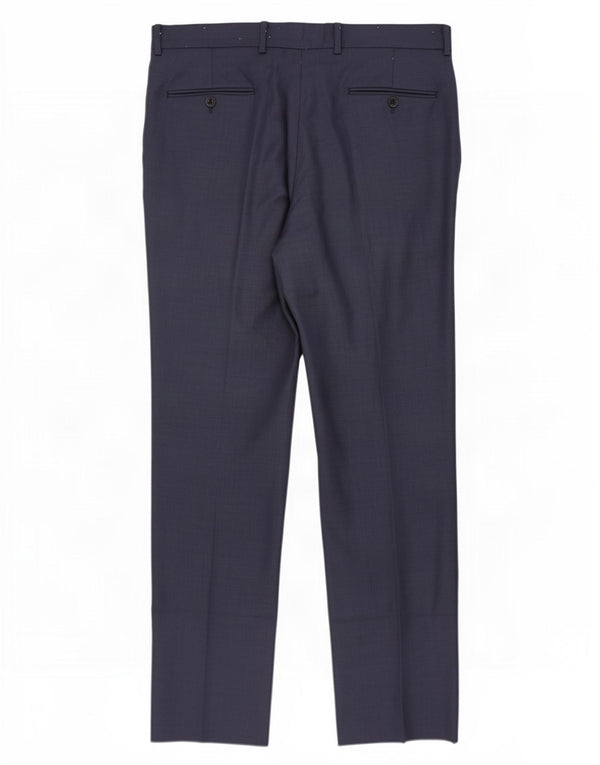 Tommy Hilfiger Mens Straight Suit Calças W36 L32 Lã Azul Marinho