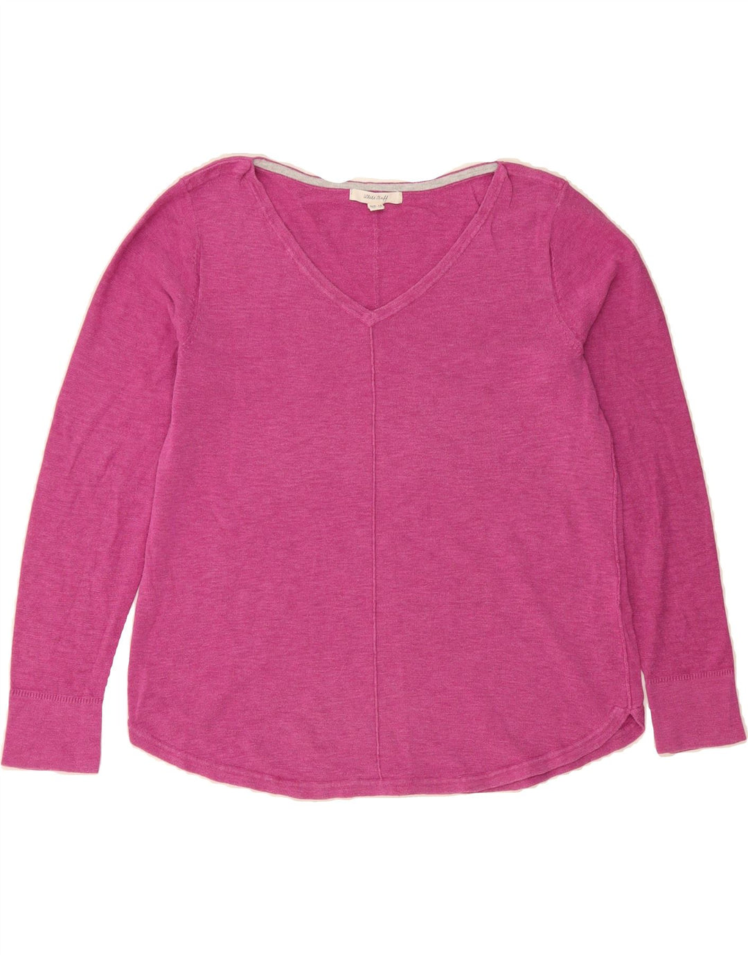 WHITE STUFF Womens V-Neck Jumper Sweater UK 10 Small Pink Cotton Vintage White Stuff and Second-Hand White Stuff from Messina Hembry 