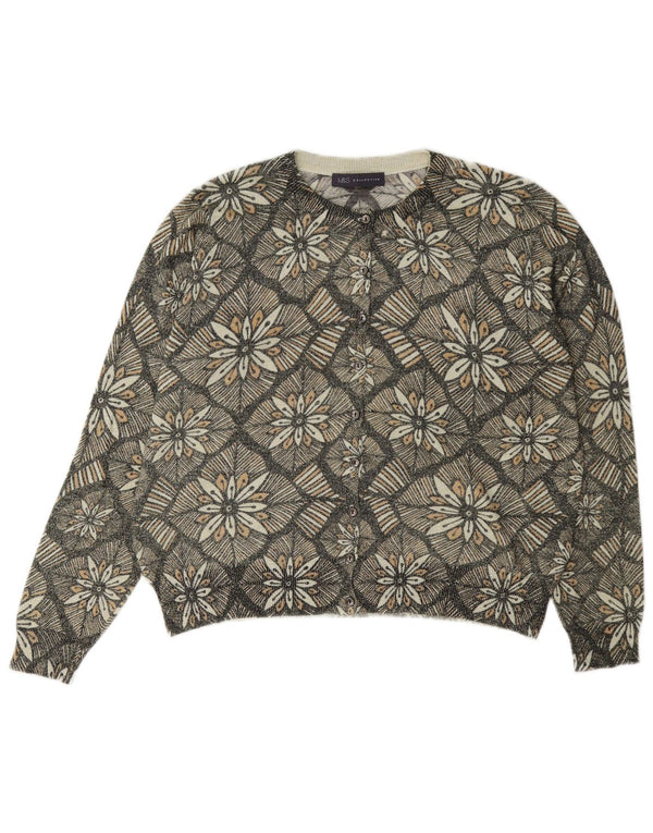 Suéter cardigã feminino Marks & Spencer Reino Unido 14 cinza médio floral clássico