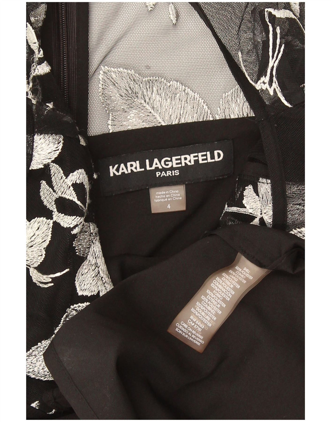 Vestido bainha feminino Karl Lagerfeld US 4 pequeno preto floral poliéster