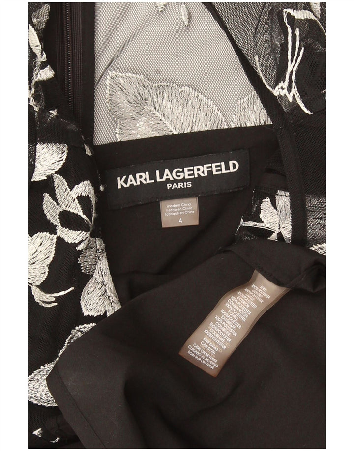 Vestido bainha feminino Karl Lagerfeld US 4 pequeno preto floral poliéster
