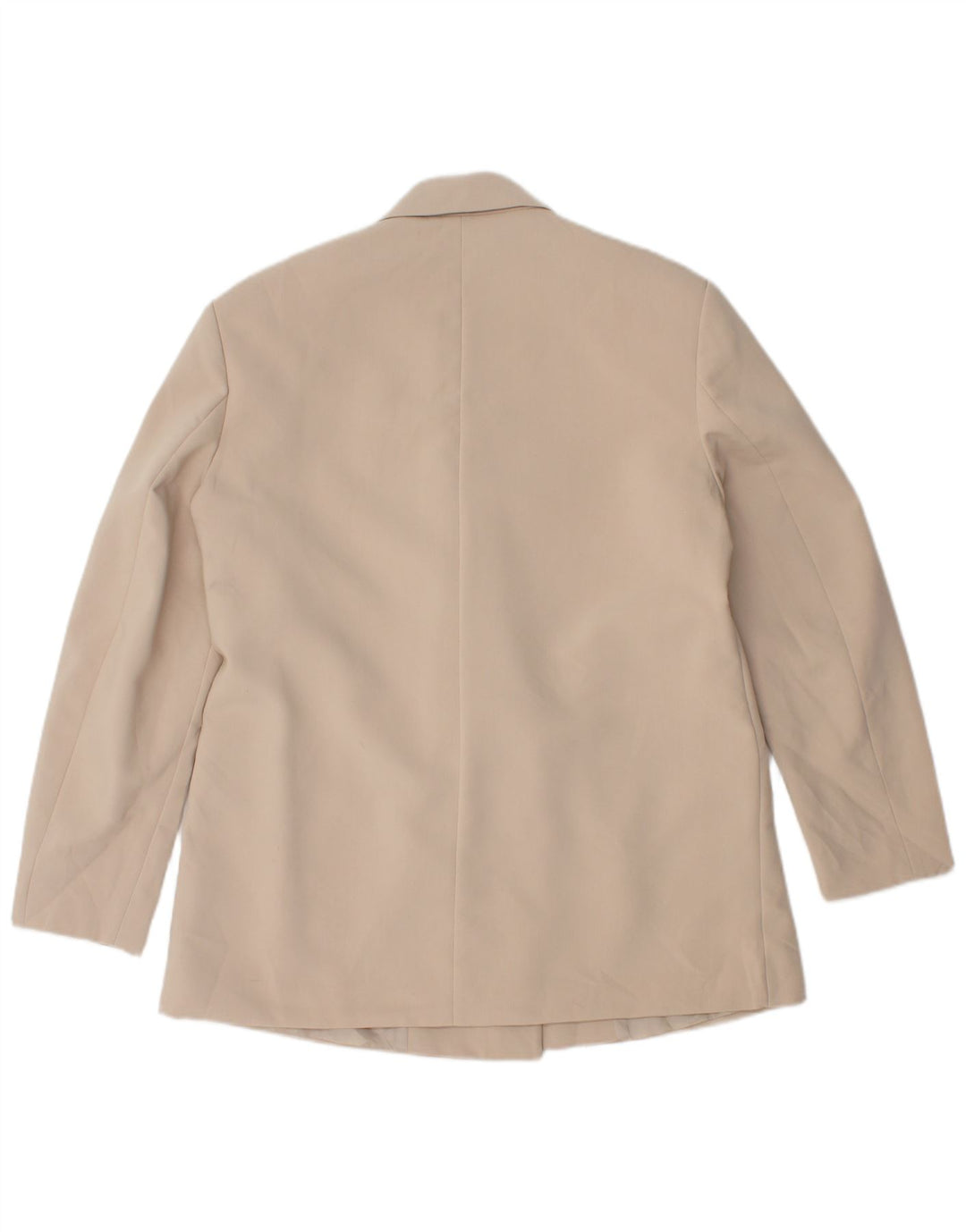 Jaqueta blazer feminina ZARA com peito duplo Reino Unido 10 poliéster bege pequeno